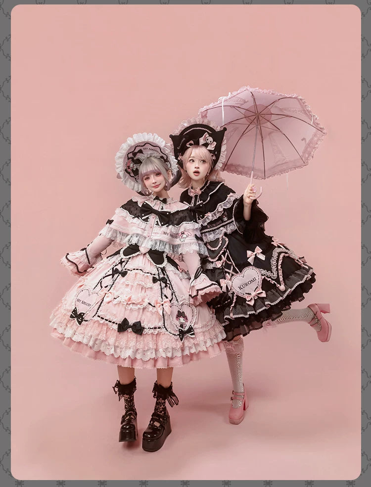 IP Collaboration Sweet Lolita JSK Dress Set,Kuromi Details