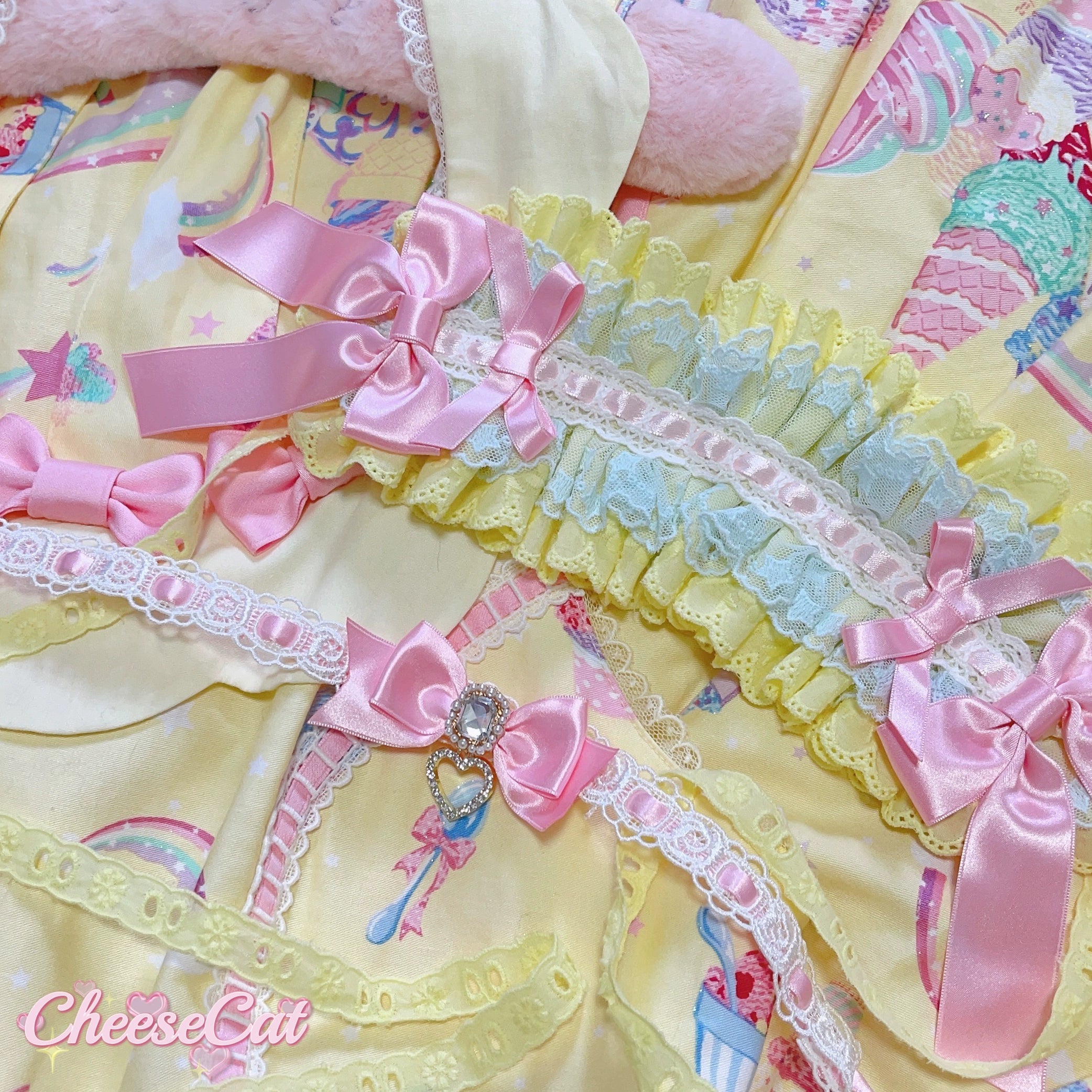 Cheese Cat - Sweet Lolita Headband Ribbon Bow Headbands