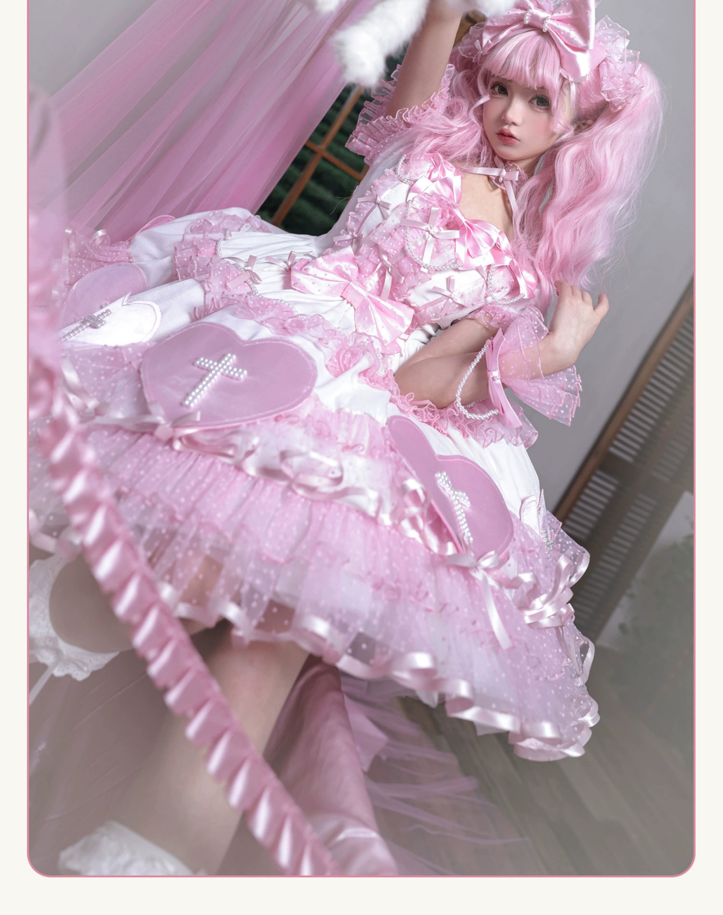 Showa Cross Lovers - Old School Lolita Heart Shaped OP Dress Accessories 39228:617008