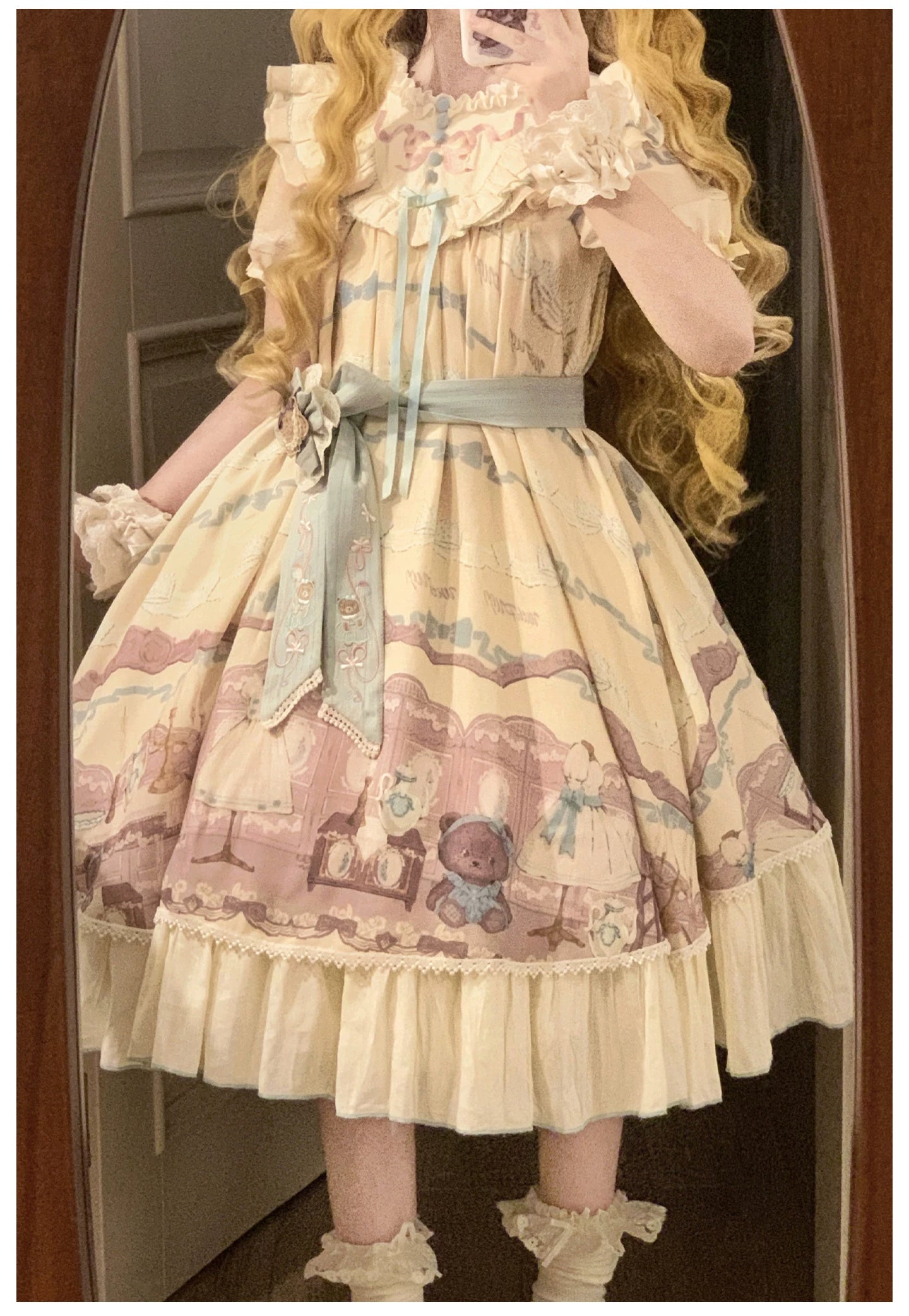 Brown Dollhouse SP - Kawaii Lolita Dollhouse Printed OP Dress with Embroidery 45551:855814