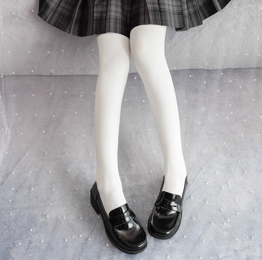 Yidhra - 120D Daily Lolita Velvet Spring Leggings, Solid Color One Size 300g-white