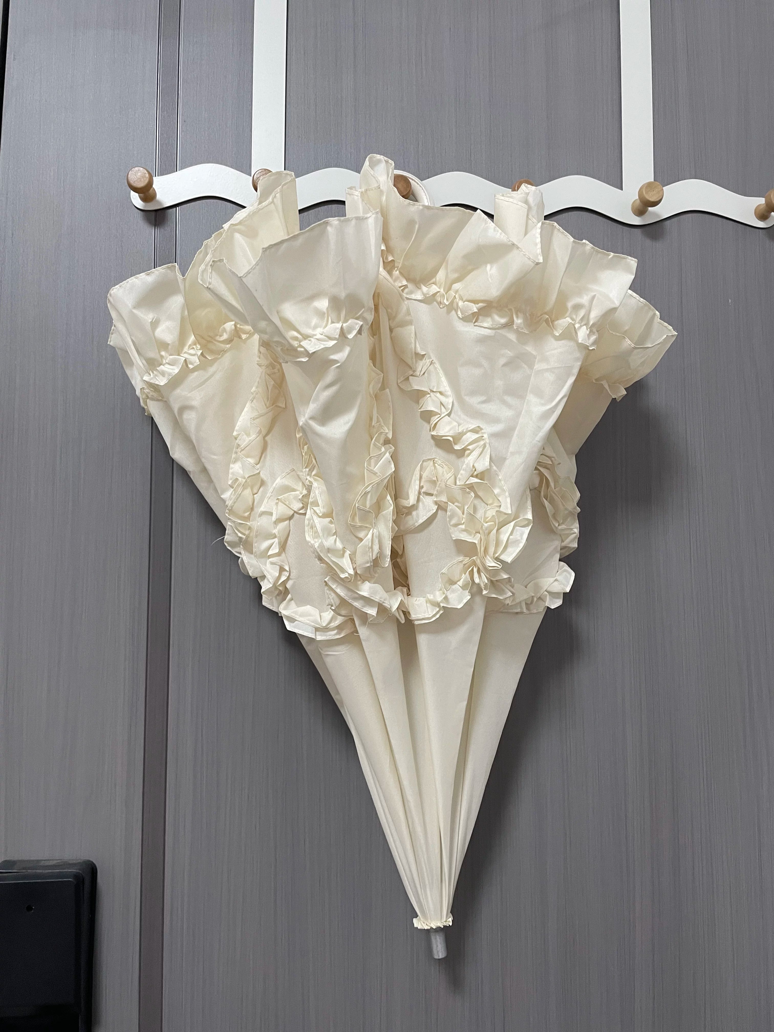 Foldable Lolita Parasol, Layered Ruffle & Window Print Style 45734:860771