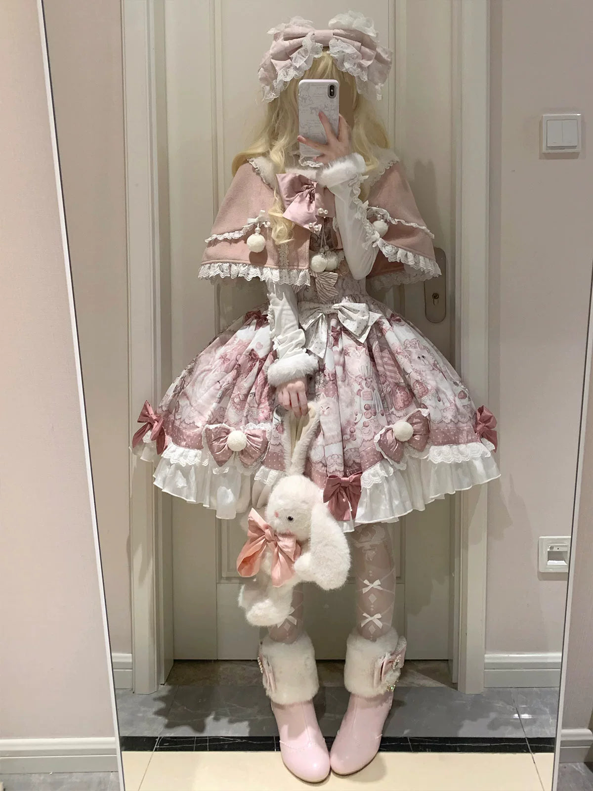 Matutu - Dessert Catlets - Sweet Lolita JSK, Strawberry And Cat Prints 43899:788636
