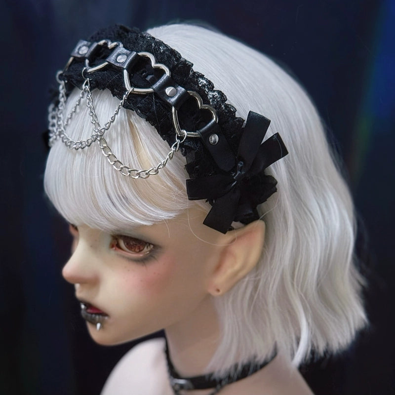 Strange Sugar - Gothic Handmade Lace Headband, Heart & Chain Decoration 43728:783720