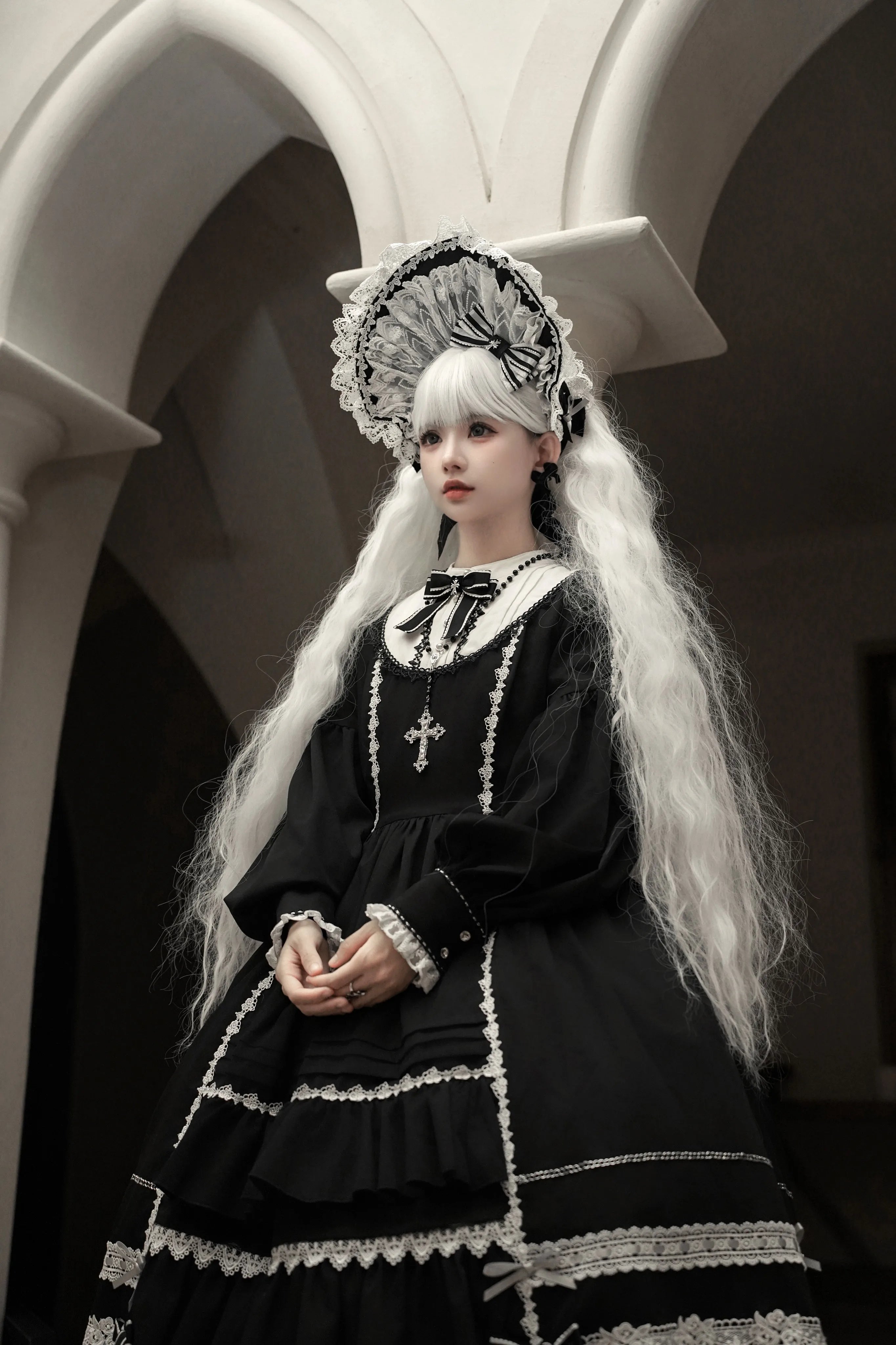 Ningyo Night - Old School Lolita OP Dress, Peter Pan Collar Cape 44635:816651