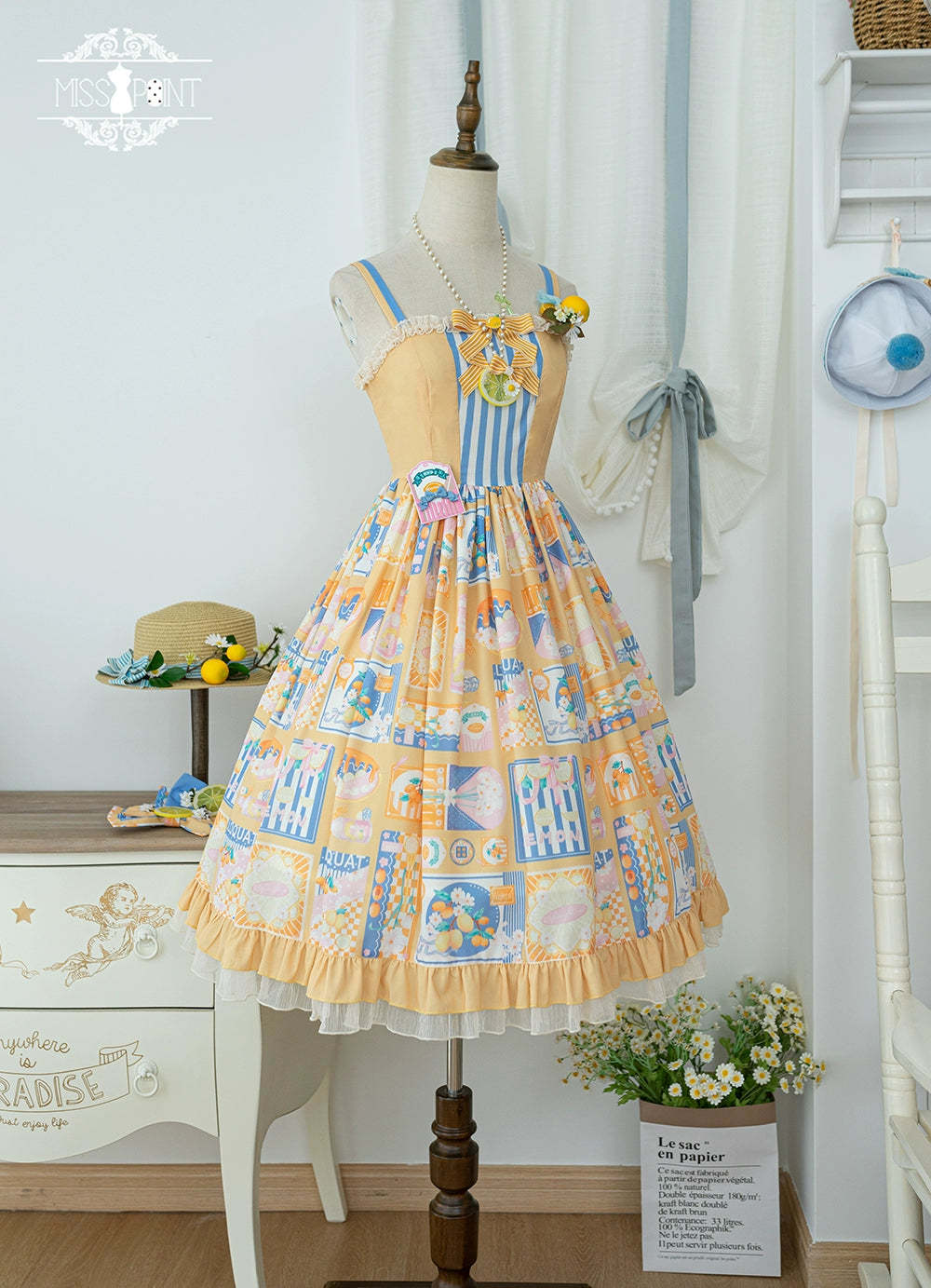 Miss Point~Daisy Lemon~Daily Lolita Lemon Print JSK Customized 21502:310668