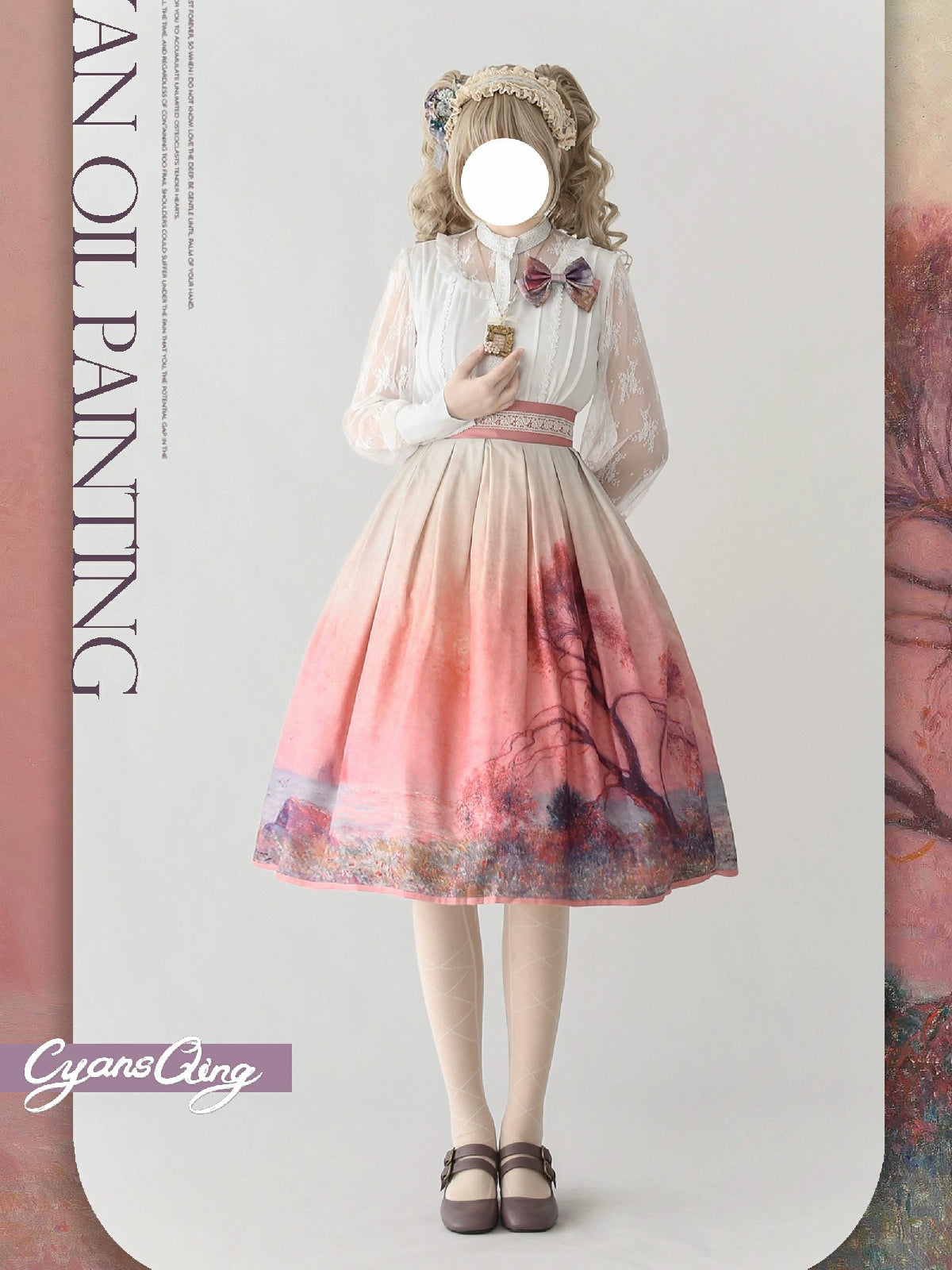 Cyan Lolita - Oil Painting Collection - Elegant Lolita Skirt Printed SK