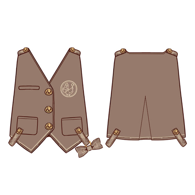Piggy Bun - Famous Detective Goose - Ouji Lolita Shorts Set XS coffee color vest only