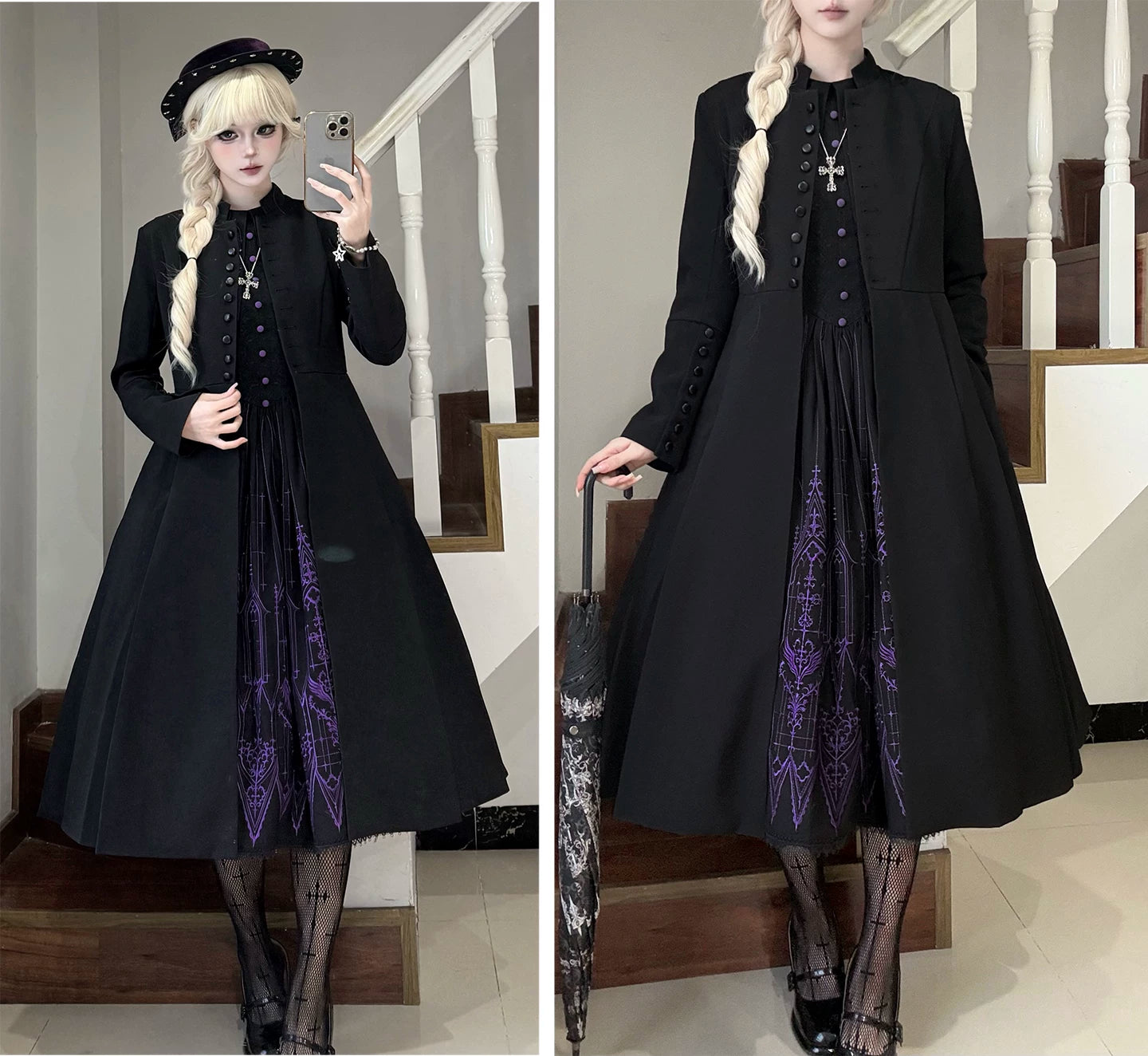 Dream Window - Gothic Lolita Church Embroidery OP Dress, Back Zipper 44510:811323