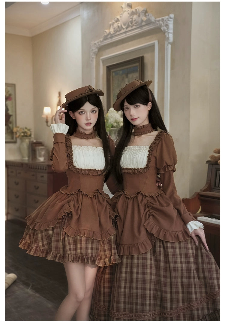 With PUJI - Oak Hymn - Classic Lolita Plaid OP Suit, Side Zipper 43924:791273