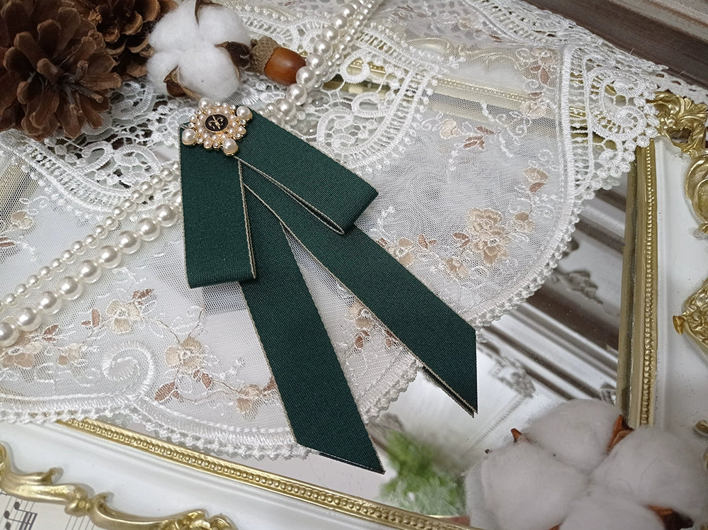 Miss Point - Rose Doll - Elegant Lolita Brooch Lolita Lapel Pin Multicolors Green Ribbon Brooch F