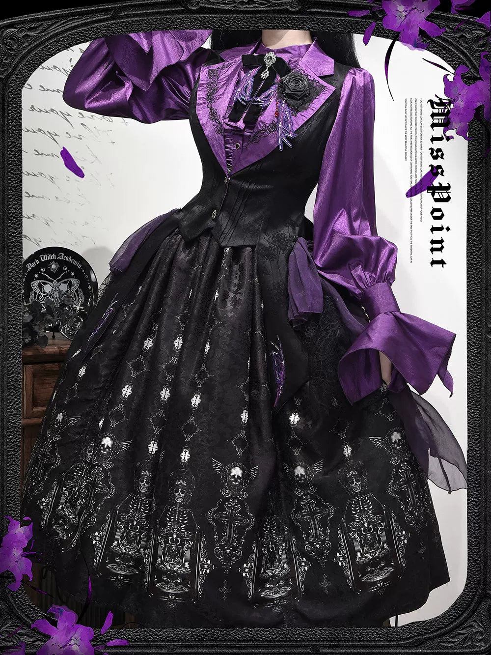 Moonnight Return - Gothic Lolita Long Vest, Embroidered Collar 44582:813827