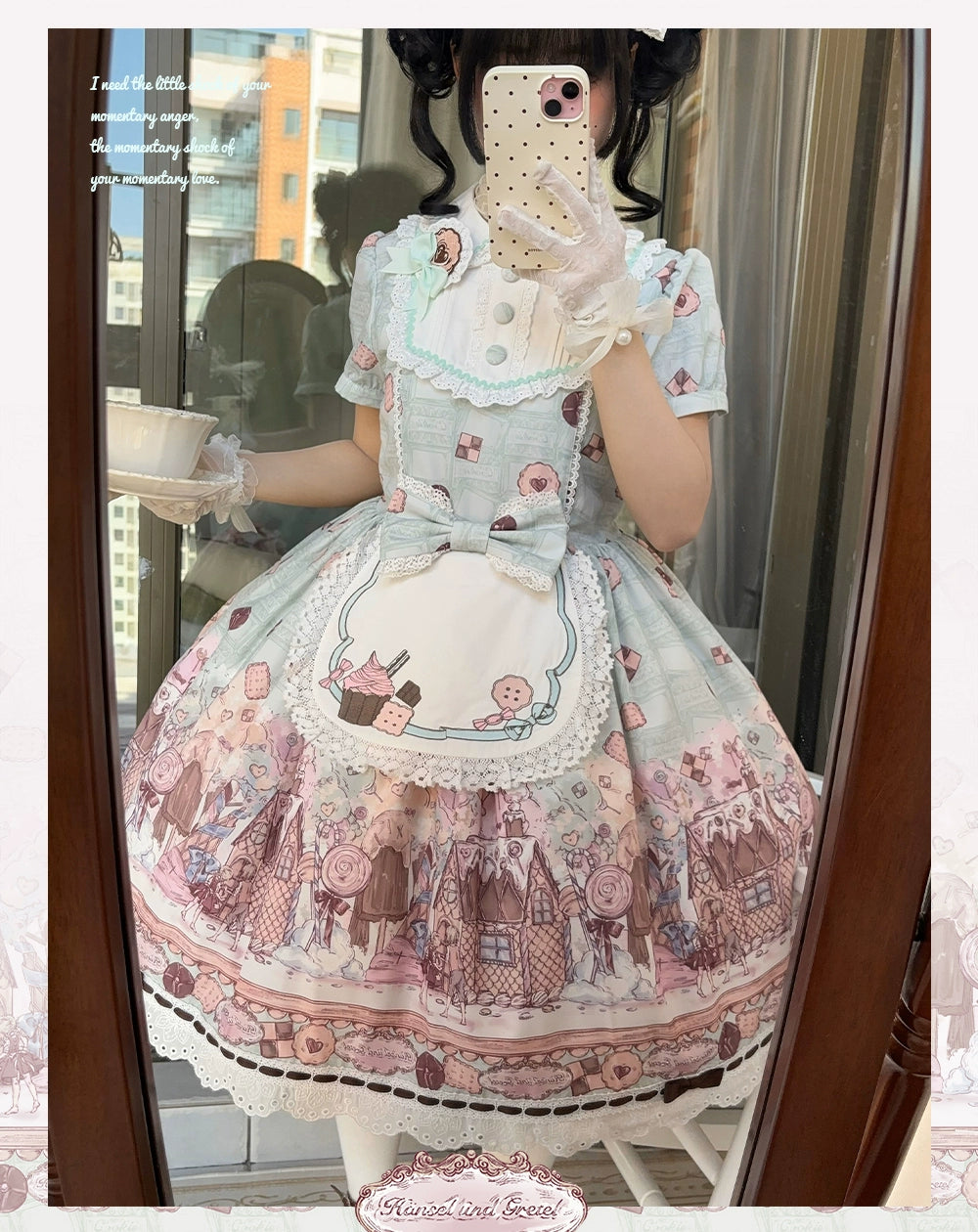 The Story of Frosting Town - Kawaii Lolita Print Dress, Detachable Apron 44387:806519