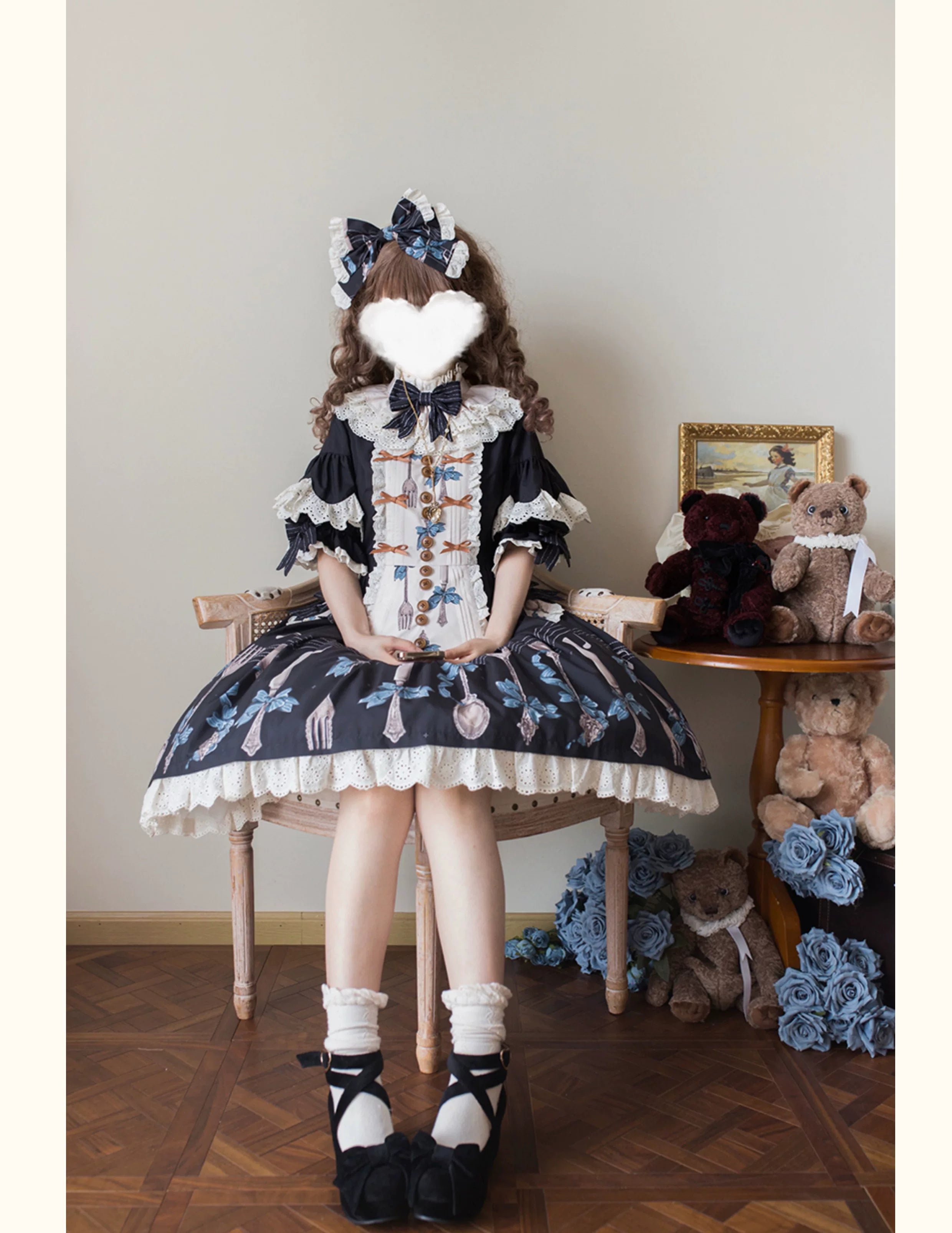 Witch's Banquet - Printed Doll-like Sweet Lolita OP, Apron-like Front 44634:816908