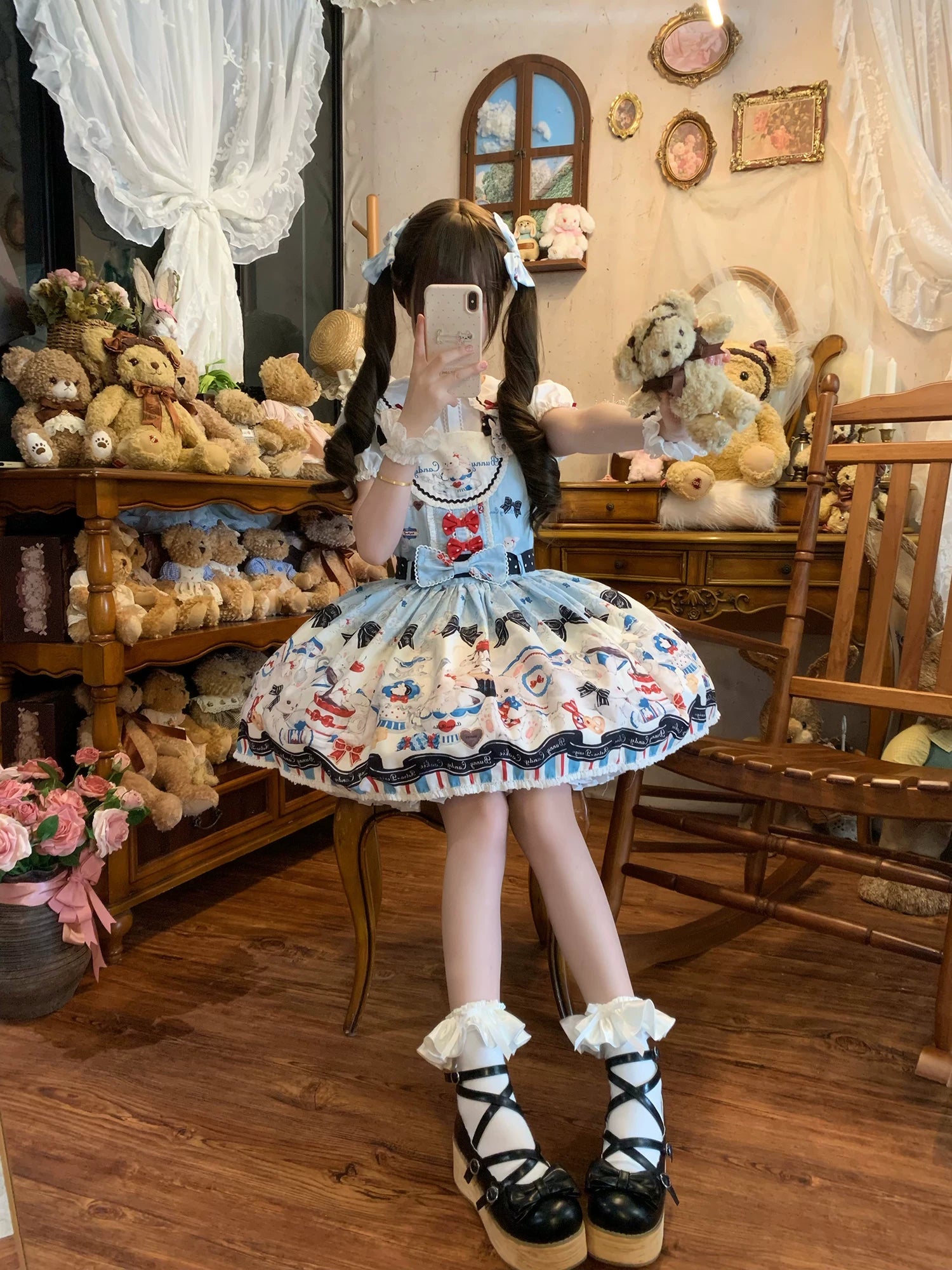 Myth Rabbit Tea Party - Sweet Lolita Dress Set, Bunny Print JSK 44460:809389