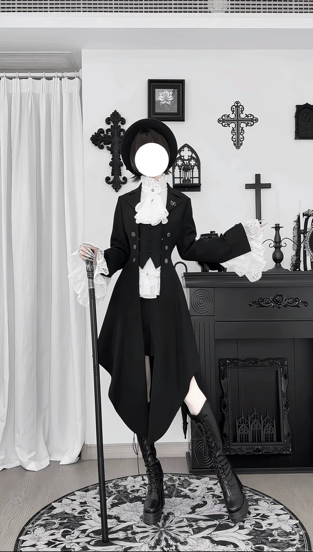 Eternal Night Butler - Gothic Lolita Coat & Blouse Set, Tailcoat Hem 46103:875262