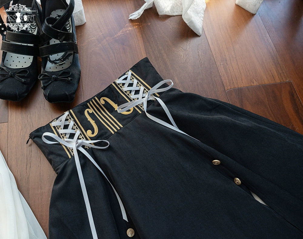 Miss Point~Golden Movement~Elegant Lolita Fishbone Skirt Customized 32242:381398