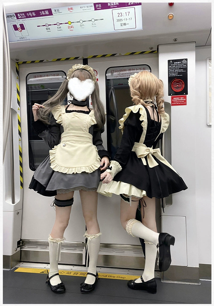 With PUJI - Suki - Maid Lolita OP Set, Detachable Apron, Juliet Sleeve