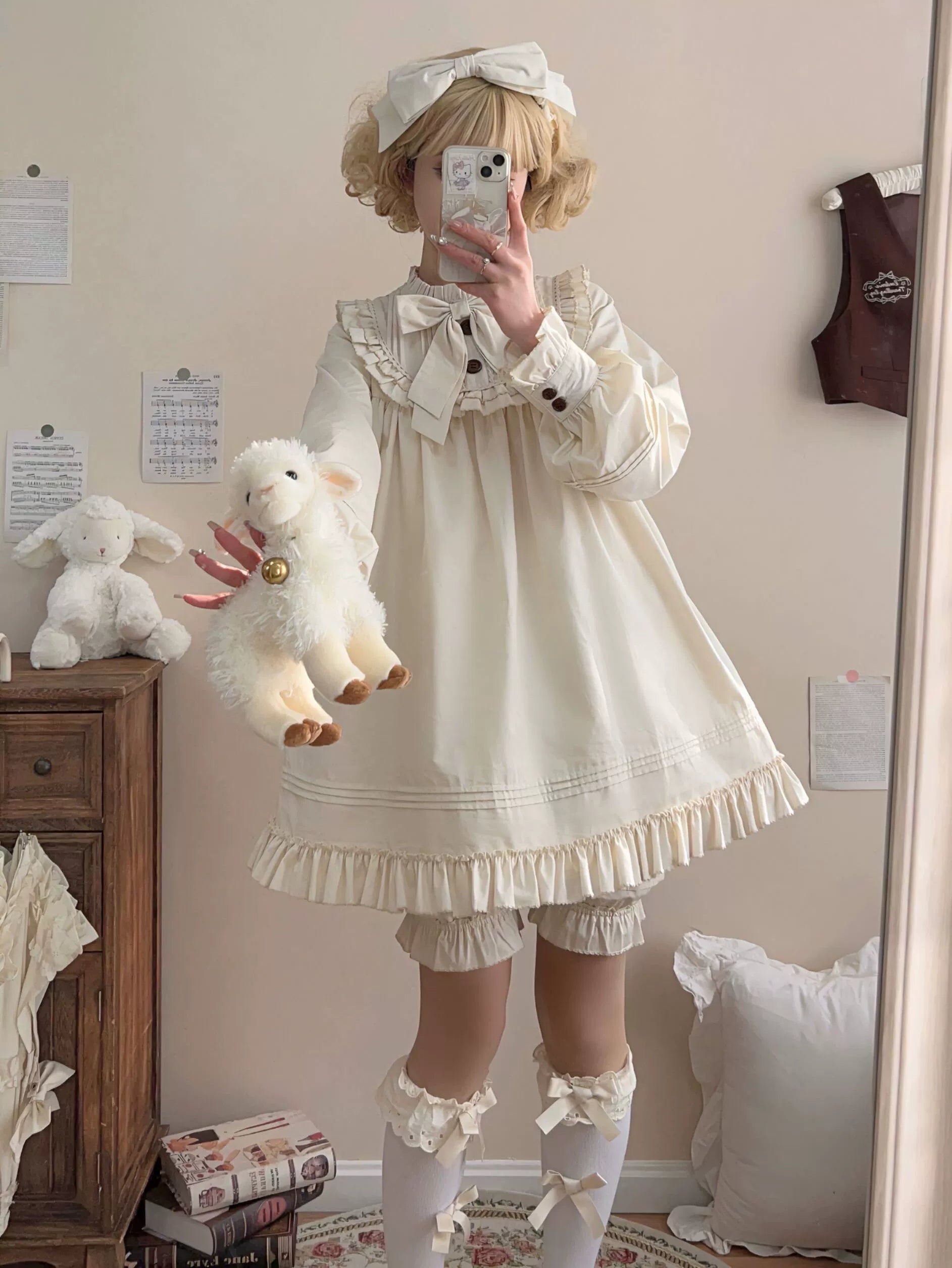 Uncle's Workshop - Lullaby - Cotton Lolita OP Dress Kawaii Lolita Bloomers 34608:463472