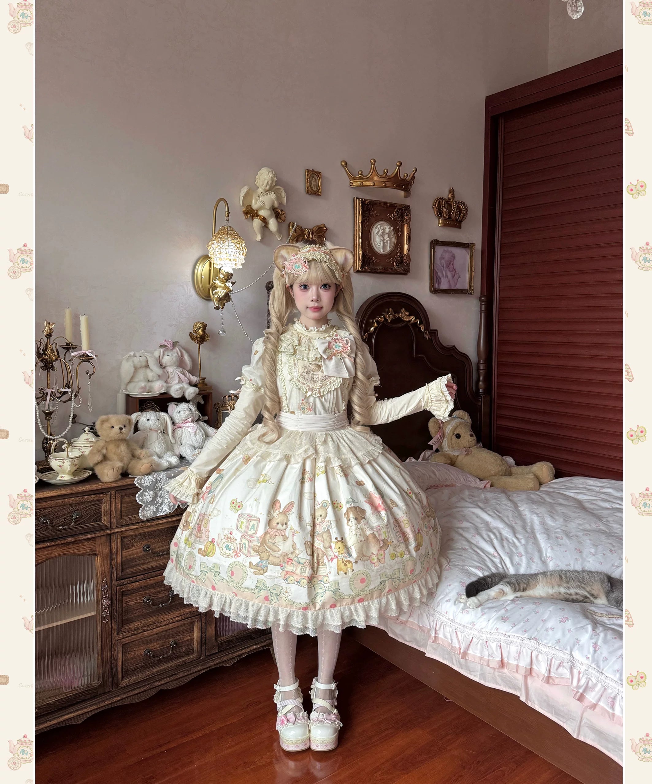 Toy Box - Doll-like Kawaii Lolita OP Dress, Toys Print 44494:812822
