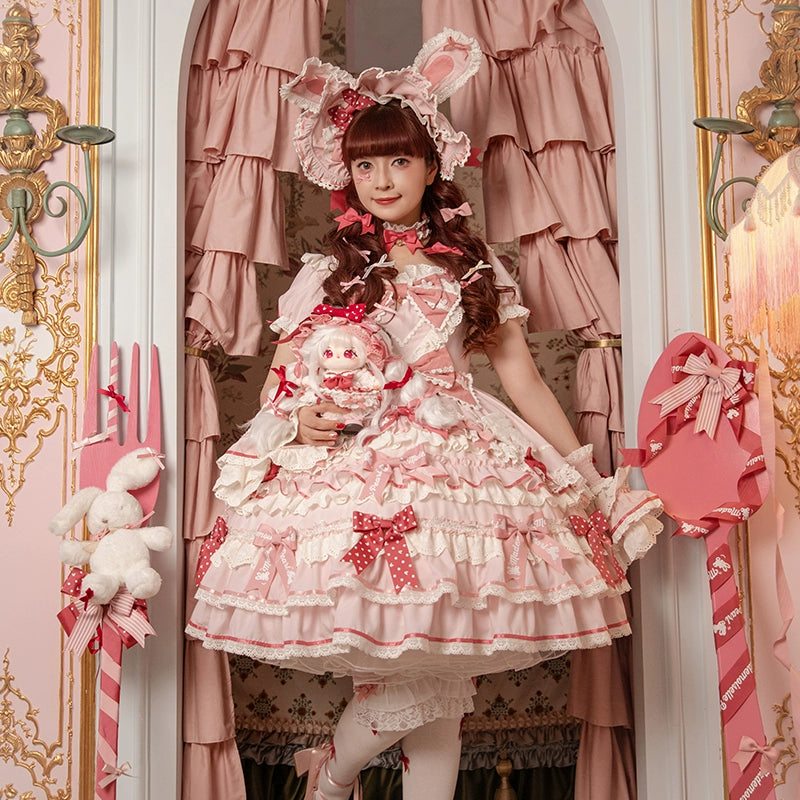 Mademoiselle Pearl~Bow Bunny~IP Collab Sweet Lolita OP Dress Bow JSK OP 38022:578564