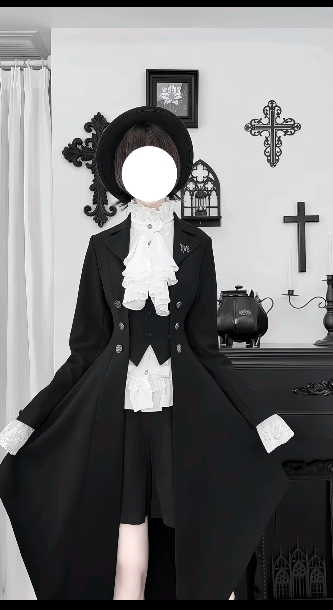 Eternal Night Butler - Gothic Lolita Coat & Blouse Set, Tailcoat Hem 46103:875261