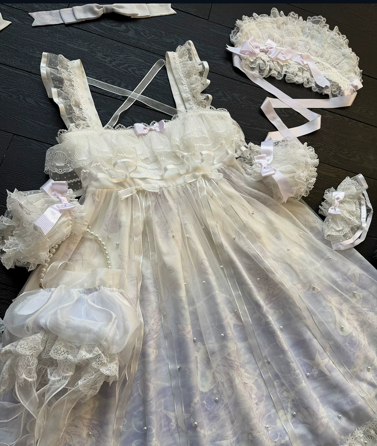 Windchime Jellyfish - Sweet Lolita Halter Neck JSK Dress, Jellyfish Print & Overlay 45756:861345