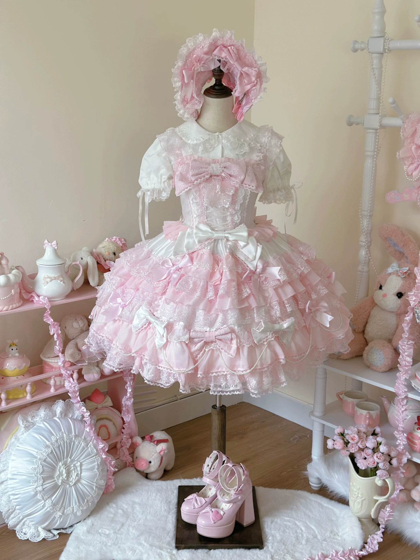 Cocoa Sweetheart - Love Descends - Wedding Lolita Jumper Dress, White Blouse