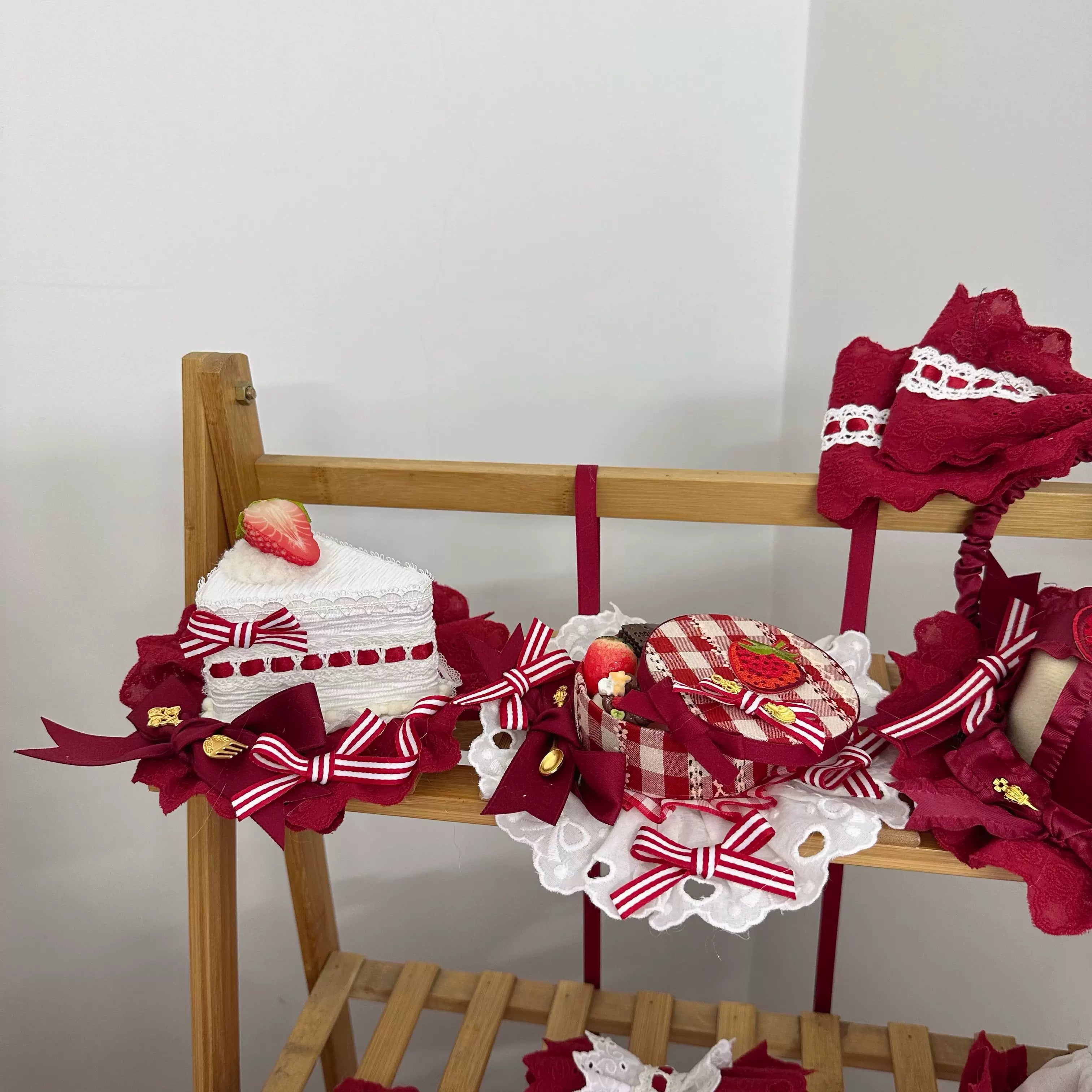 Sweet Lolita Headdresses, Strawberry, Ruffles & Bows