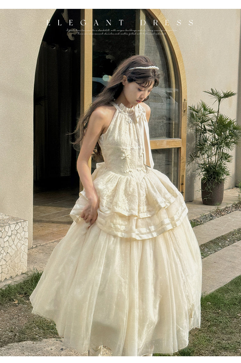 Urtto - Moonlight Dance - Elegant Lolita Halter-neck JSK Dress in Ballet Style
