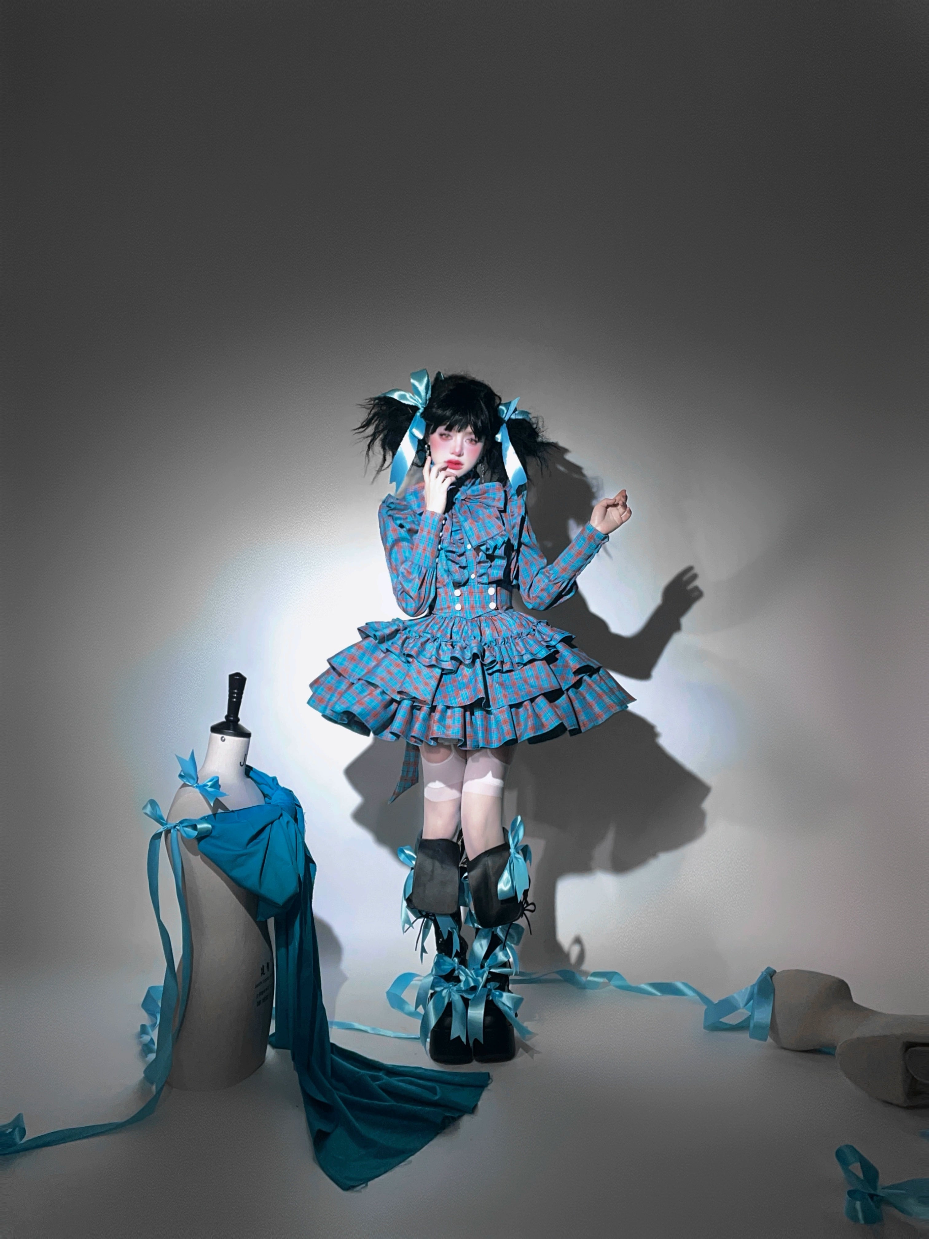 Humanoid Gift Box - Plaid Gothic Lolita Blouse & SK 44028:792608