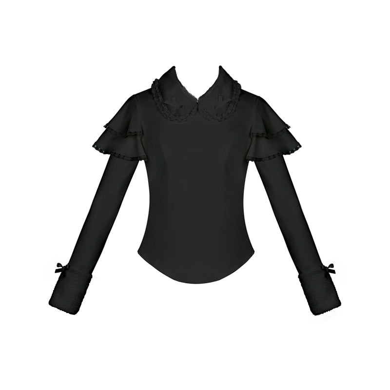 With PUJI - Sweet Lolita Innerwear Autumn and Winter Lolita Sweater Black Knit Innerwear S