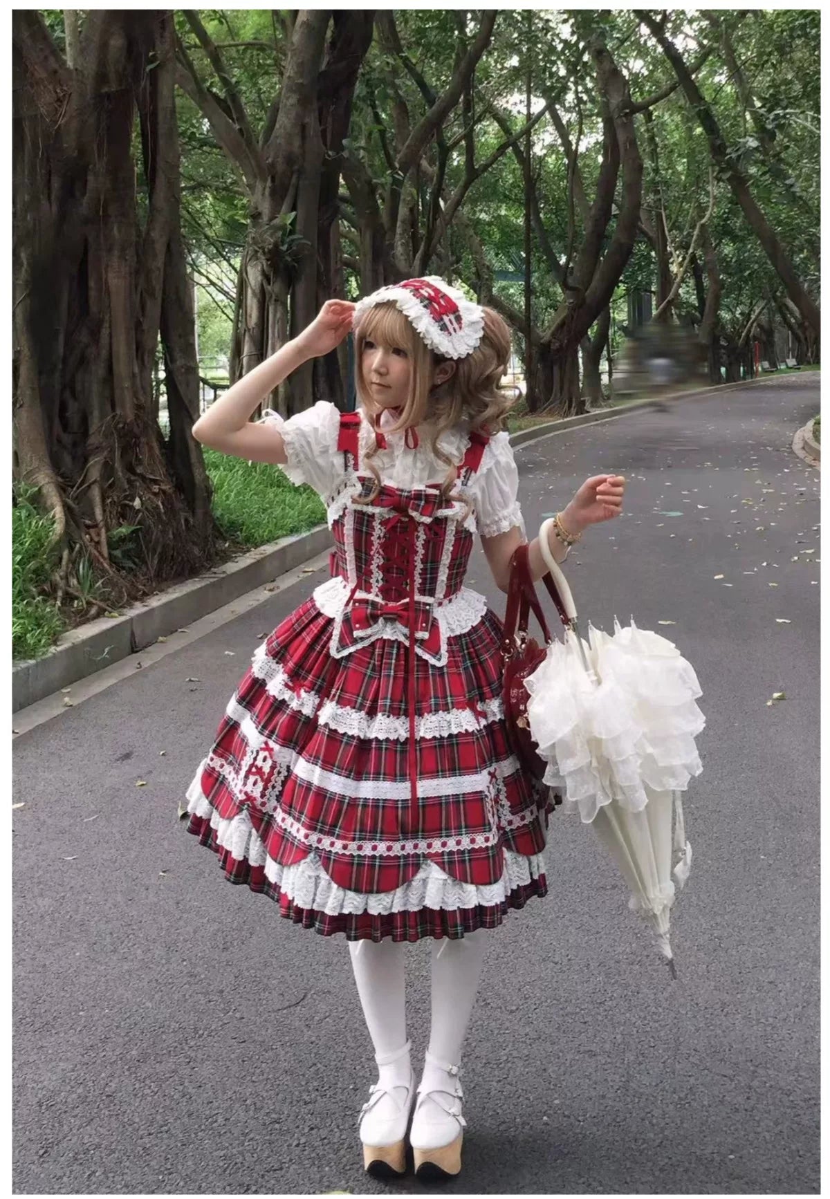Cream Petal - Cotton Old School Lolita JSK, Layered Tiered Hem 44538:812464