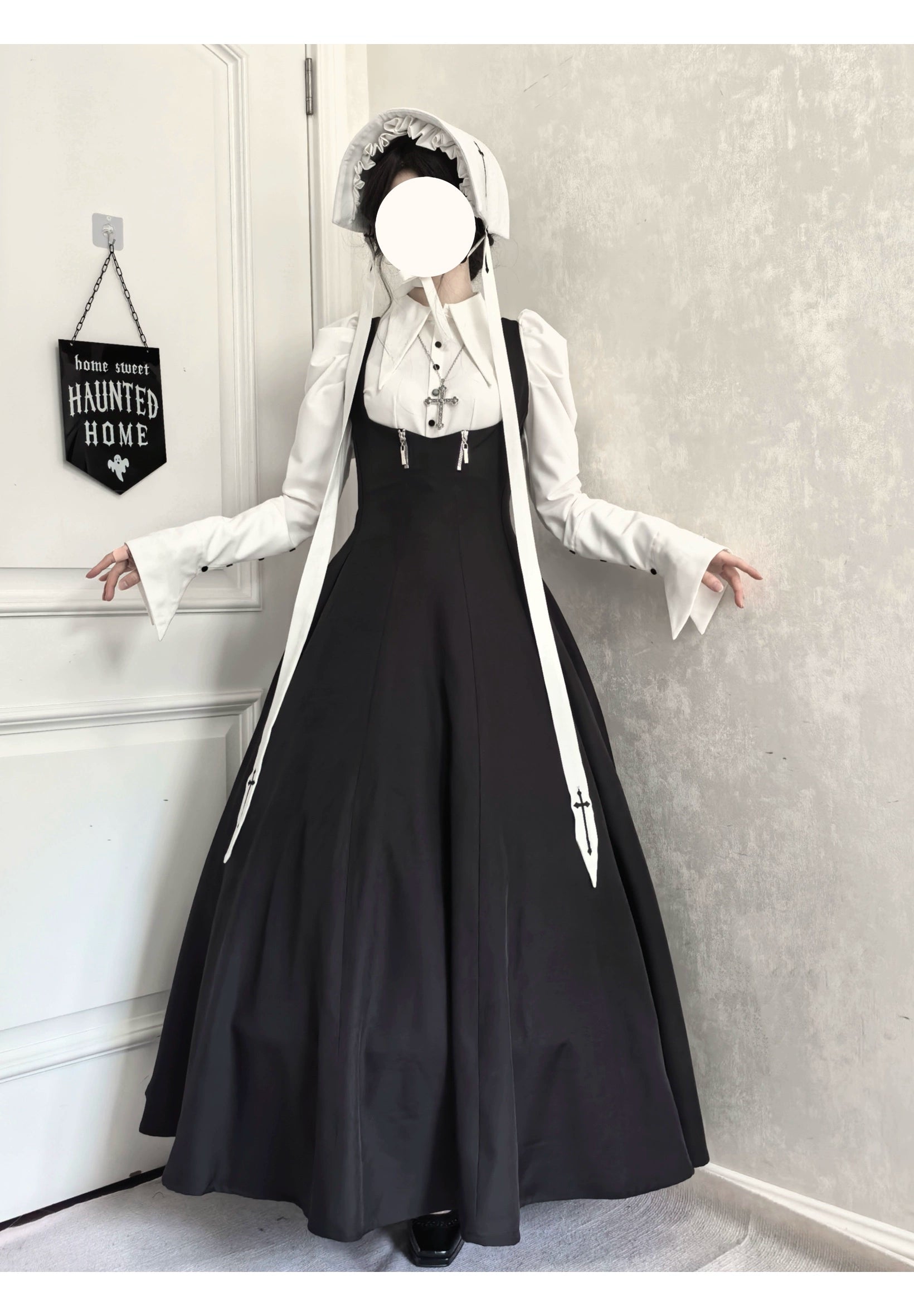Wild Bloom Freedom - Gothic Lolita Bust-supporting JSK Set, Cross Embroidery Bust-supporting JSK (without embroidery) XS