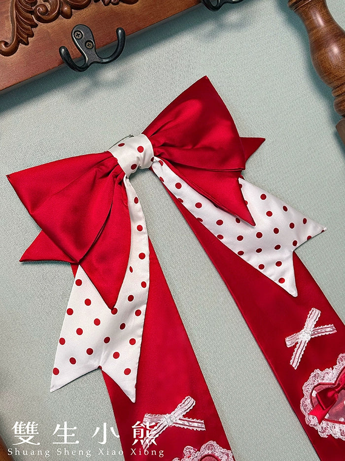 Shuang Sheng Xiao Xiong - Bite The Cake - Sweet Lolita Accessories, Red & White Polka Dots 43602:781287