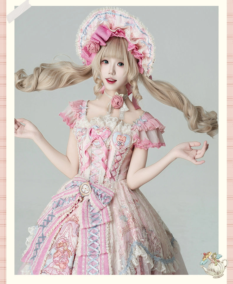 YingLuoFu - Doll Fantasy Box - Sweet Lolita JSK Dress & Tulle Blouse Set 44261:801505