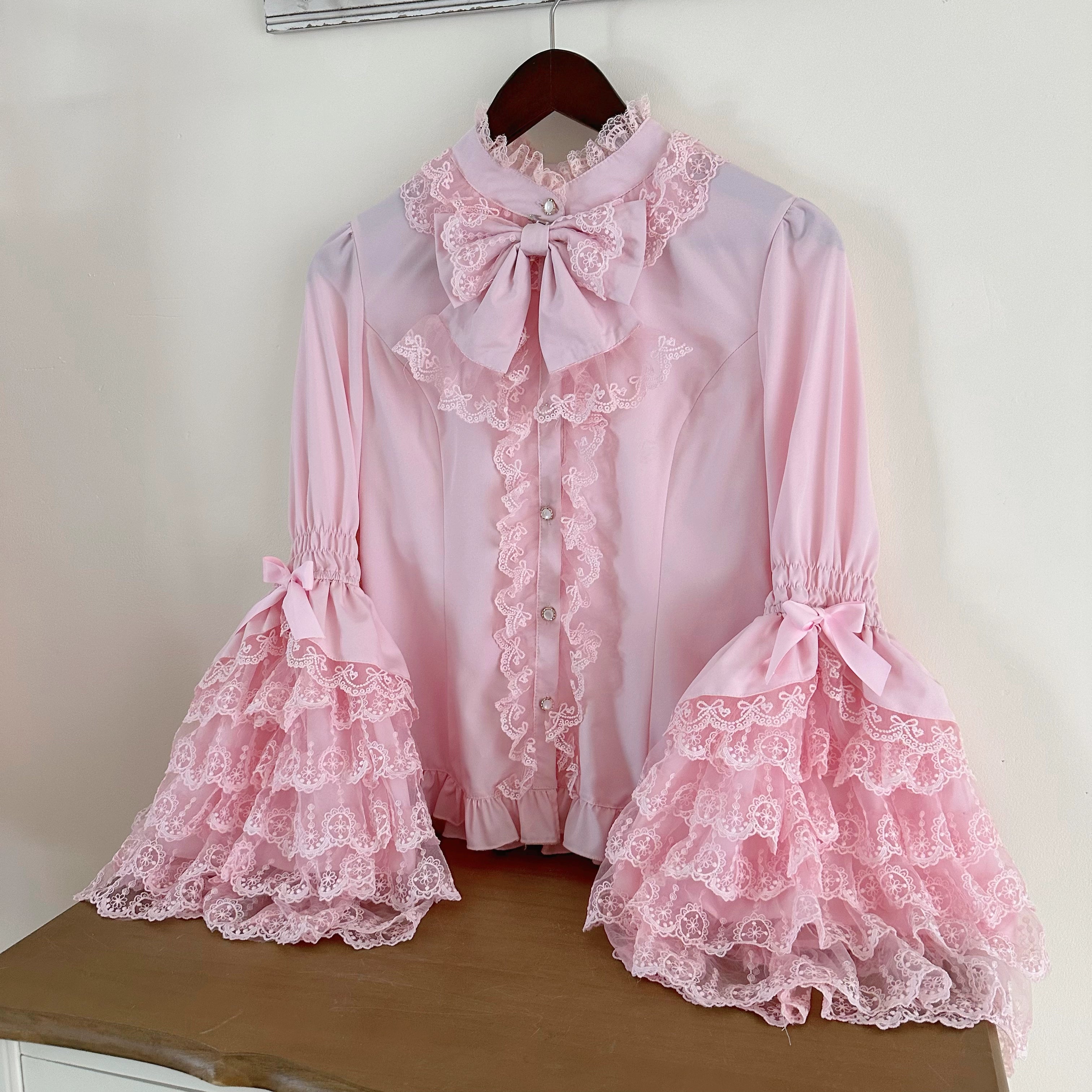Hanguliang - Love Feathered Bond - Wedding Sweet Lolita JSK Gorgeous Bridal Blouse Pink Innerwear Only S