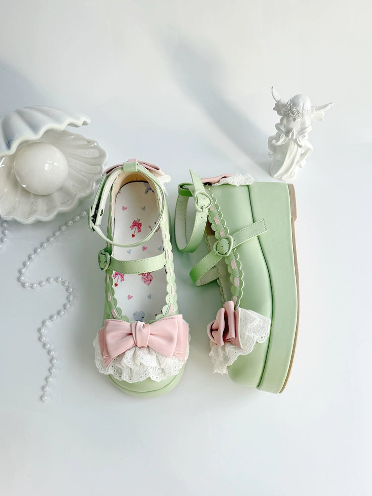Jiujiu Lolita - Milky Puff - Sweet Lolita Heels Shoes, Round Toe With Petite Wedge 43858:787915