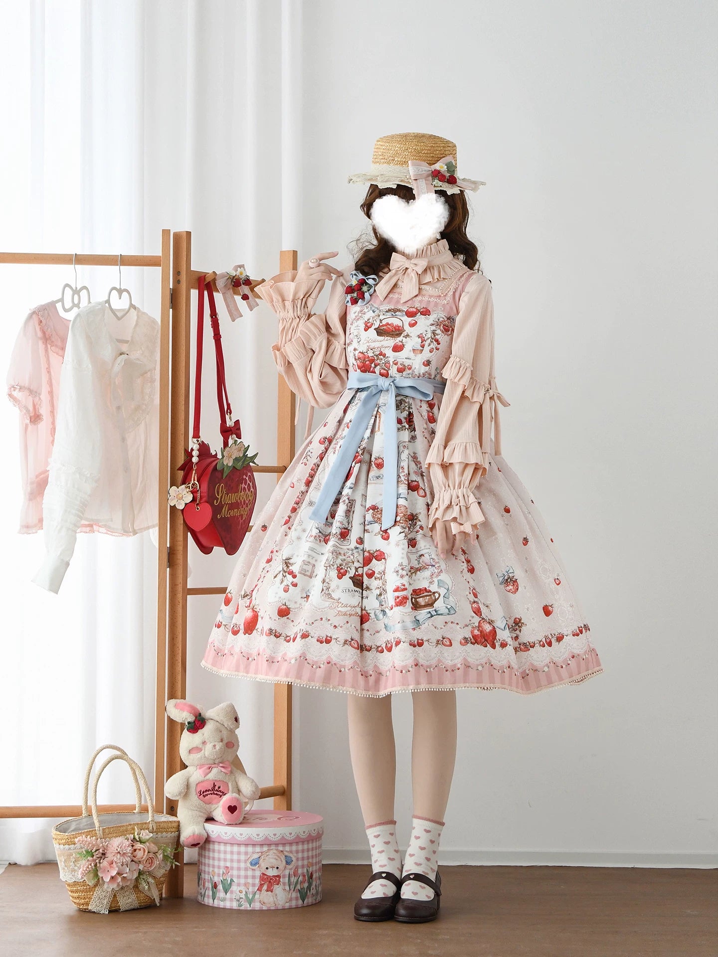 Strawberry Manor - Printed Sweet Lolita JSK Dress, Box Pleats 45025:832924