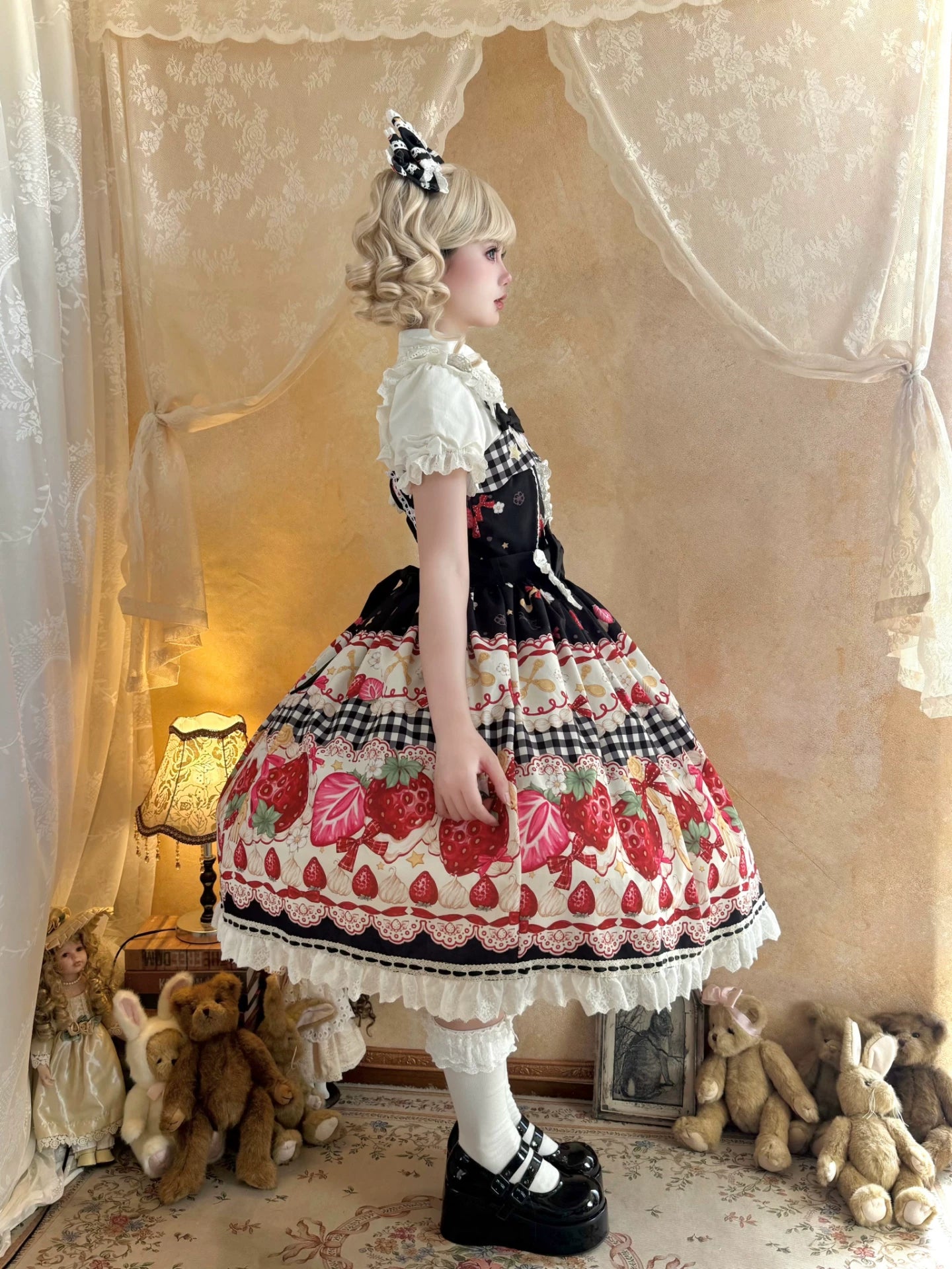 Plaid Strawberry Jam - Sweet Lolita Strawberry Printed JSK Dress 45545:853001