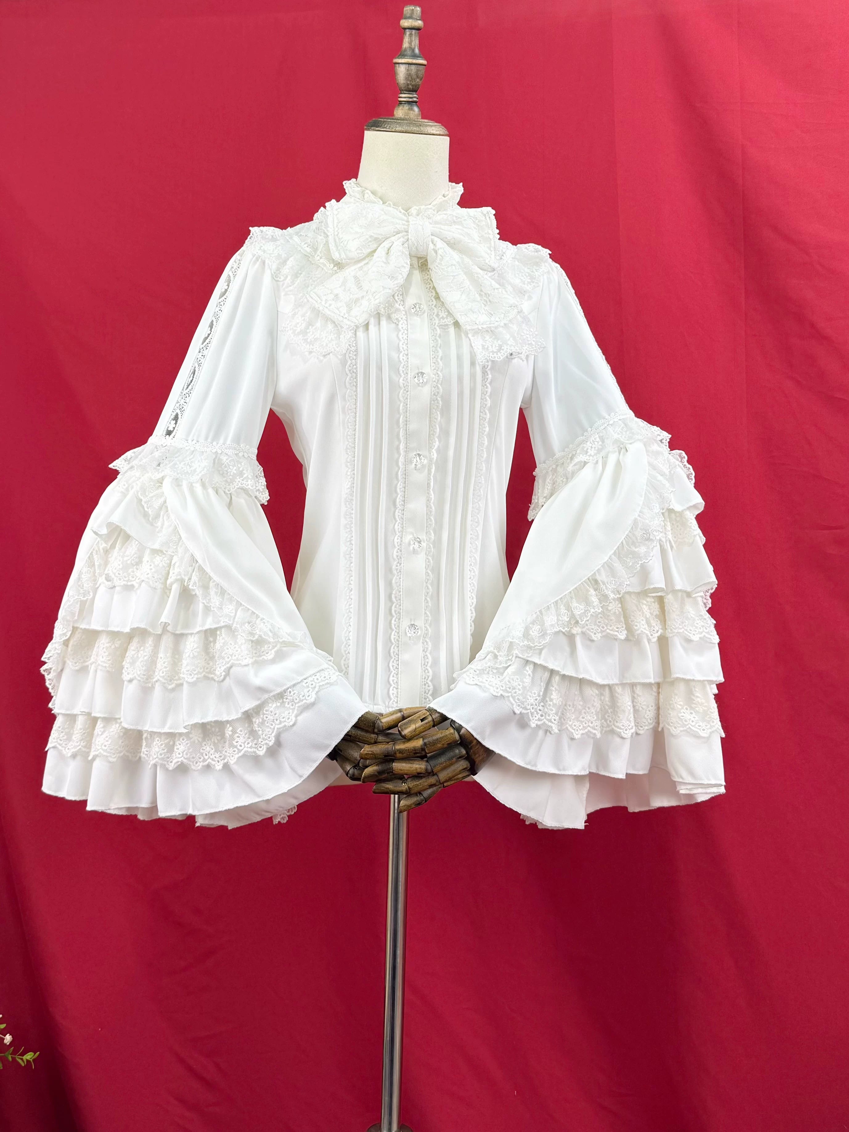 Hime Sleeved Classic Lolita Shirt, Detachable Bow 44361:805949