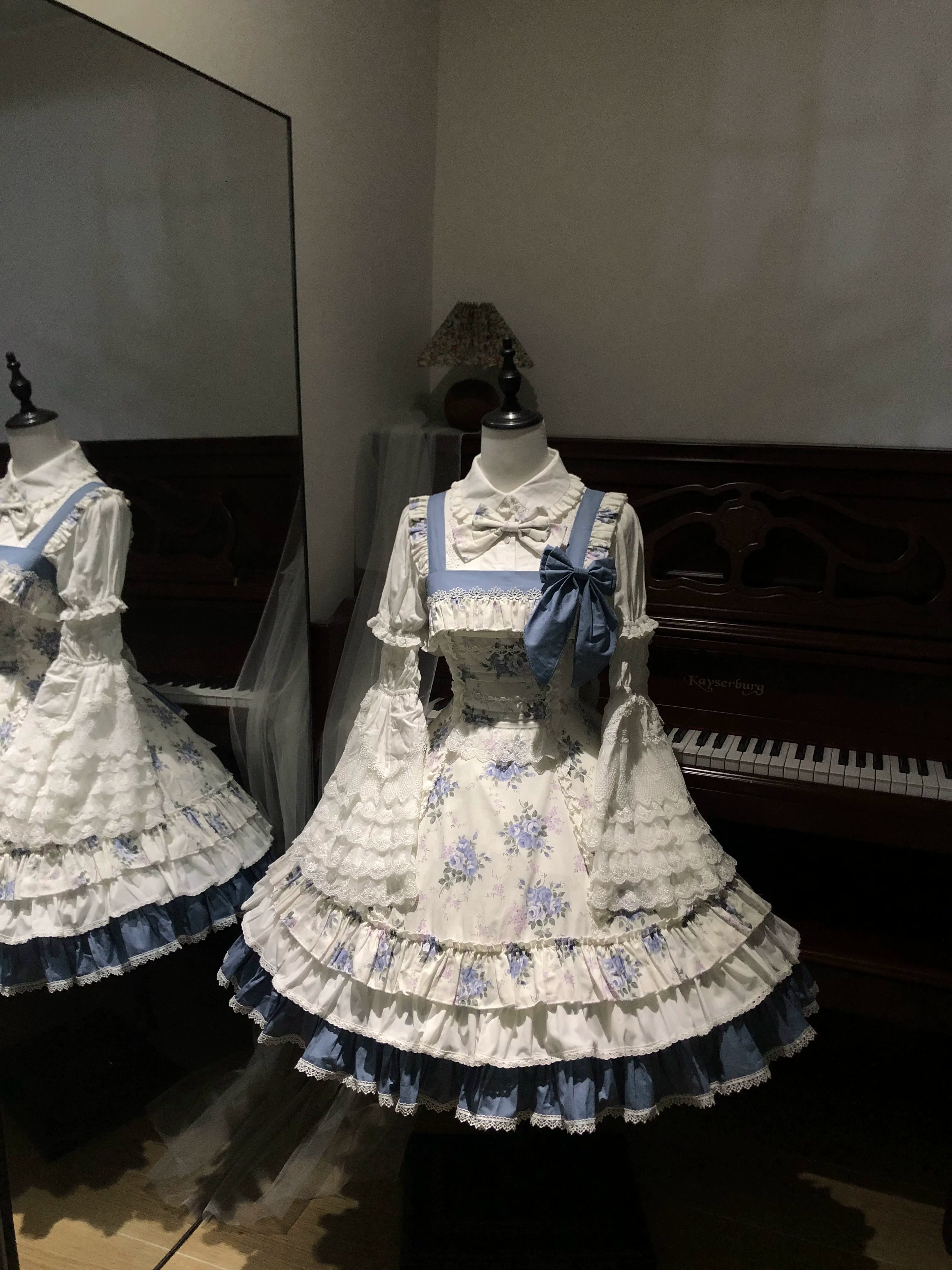 Falling Jacaranda Dream - Old School Lolita Jacaranda Printed JSK Dress 45732:859819