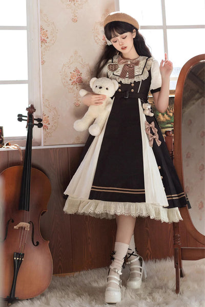 (BFM)Yueele~Plus Size Lolita OP Dress Short Sleeve Loose   