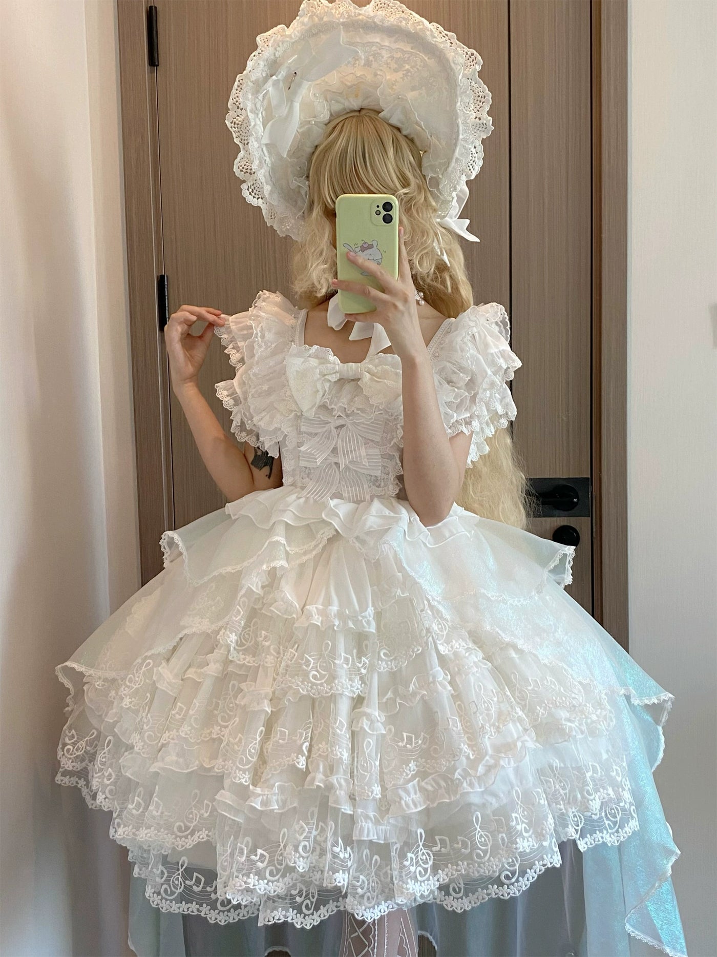 (BFM)Nn Star~Lolita Wedding Dress with Gorgeous Floral Design M White JSK glazed yarn overskirt set (pre-order) 