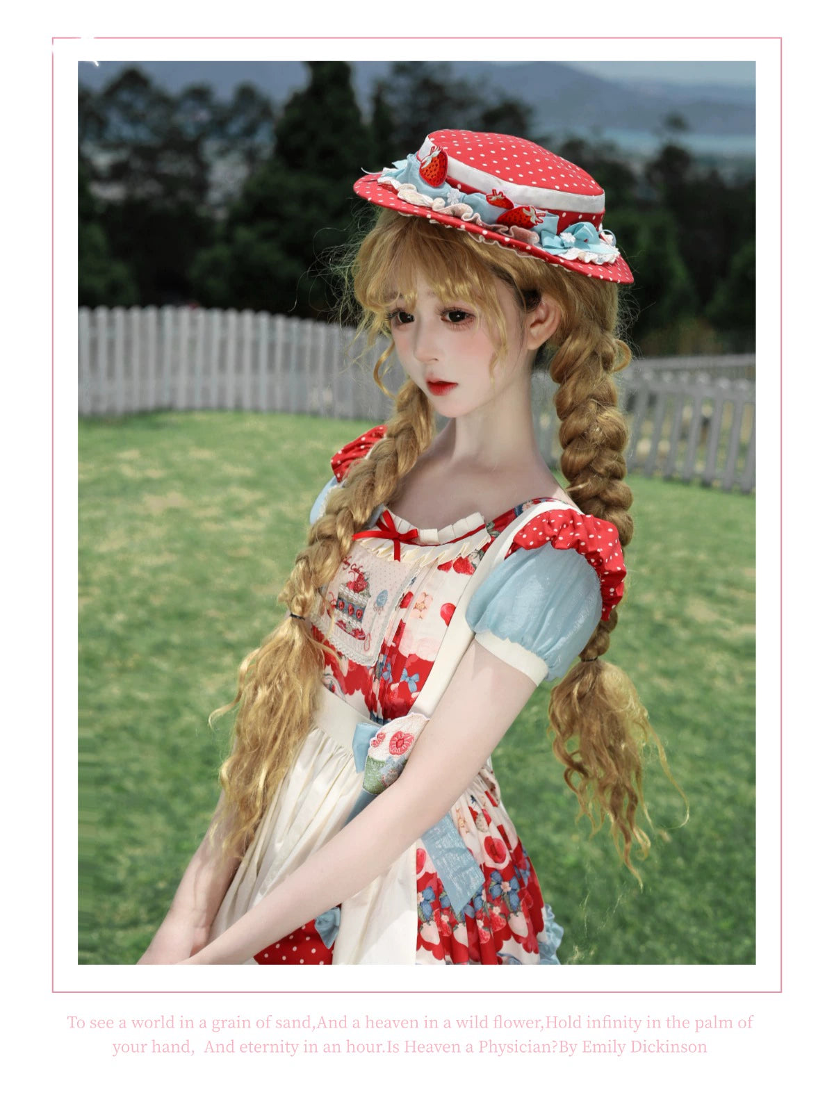 Rose Whispers - Strawberry Tata - Sweet Lolita Dress Suit With Strawberry Cake Print 43173:769140
