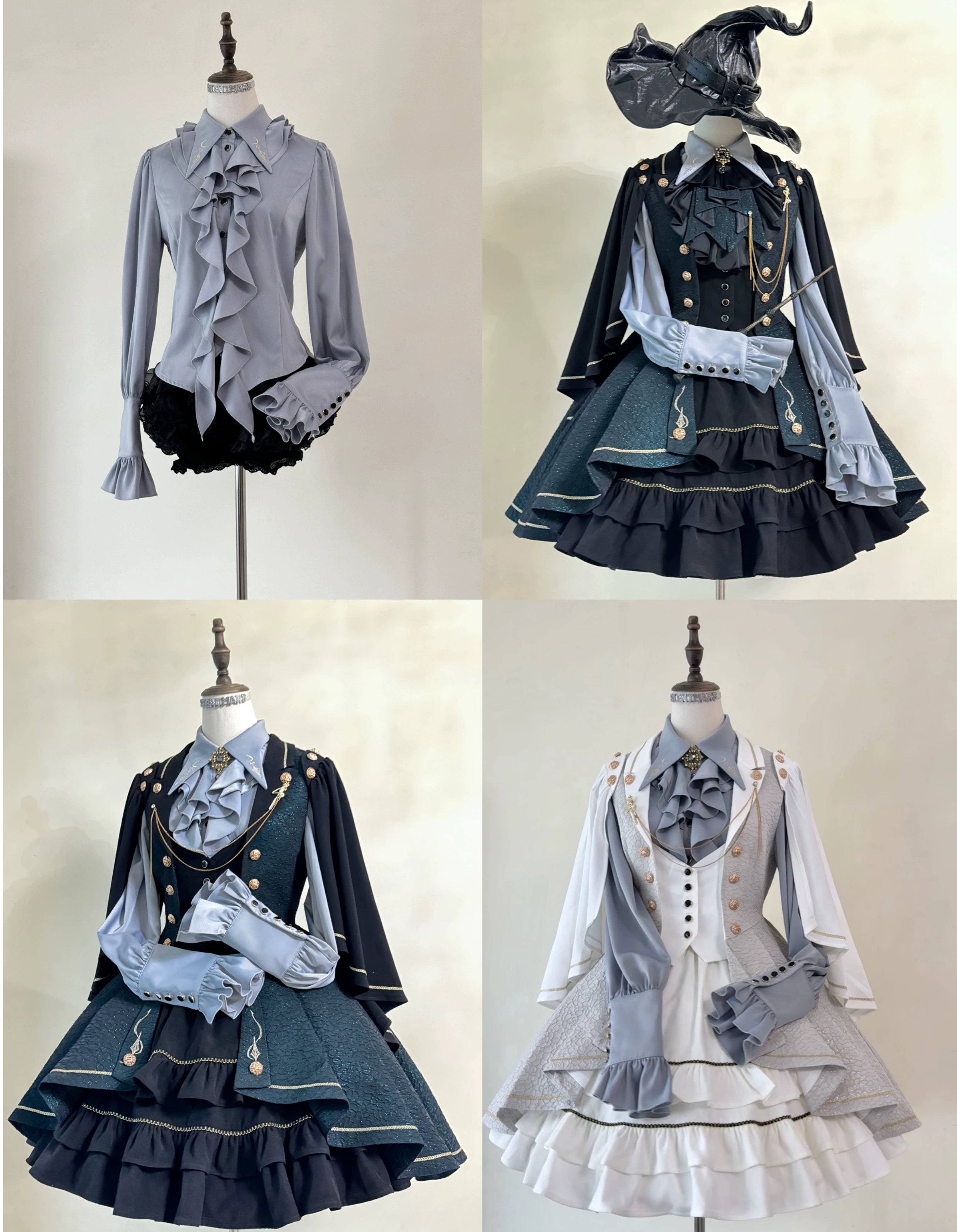 SilentMars~Fallen Moon Rule~Military Lolita Shirt Set Retro Knight Style Blouse 41196:687422