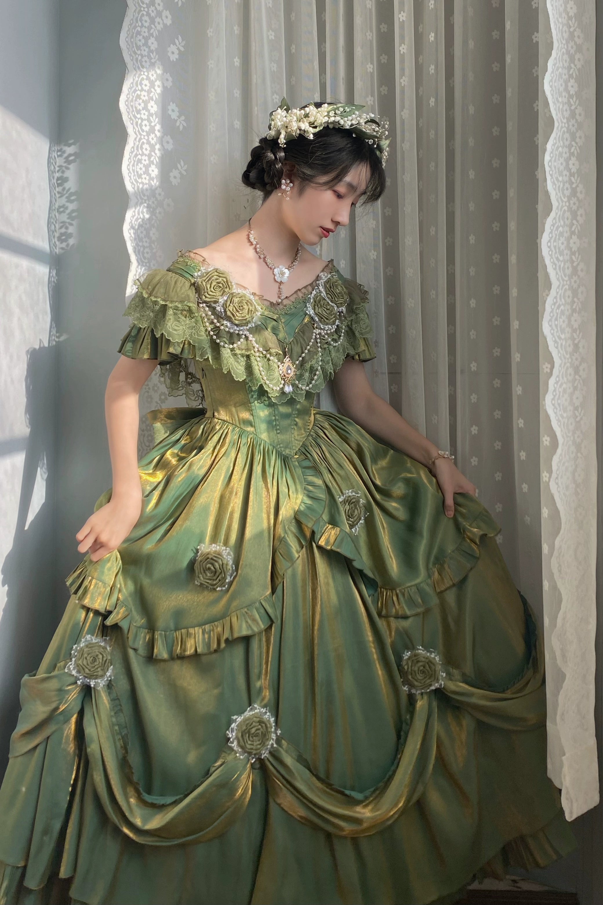 Meowing and fruity - Tana Manor - Classic Lolita OP Dress, Floral Decoration