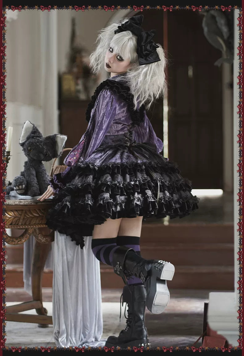 Werewolf Slayer - Gothic Lolita Shirt & Suspender SK Dress Set, Tiered Skirt 44541:811982