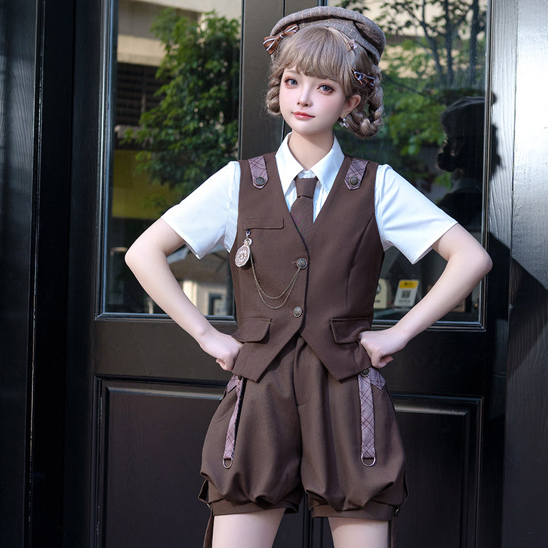 Letters from Unknown Star - Ouji Lolita Brown Short Set
