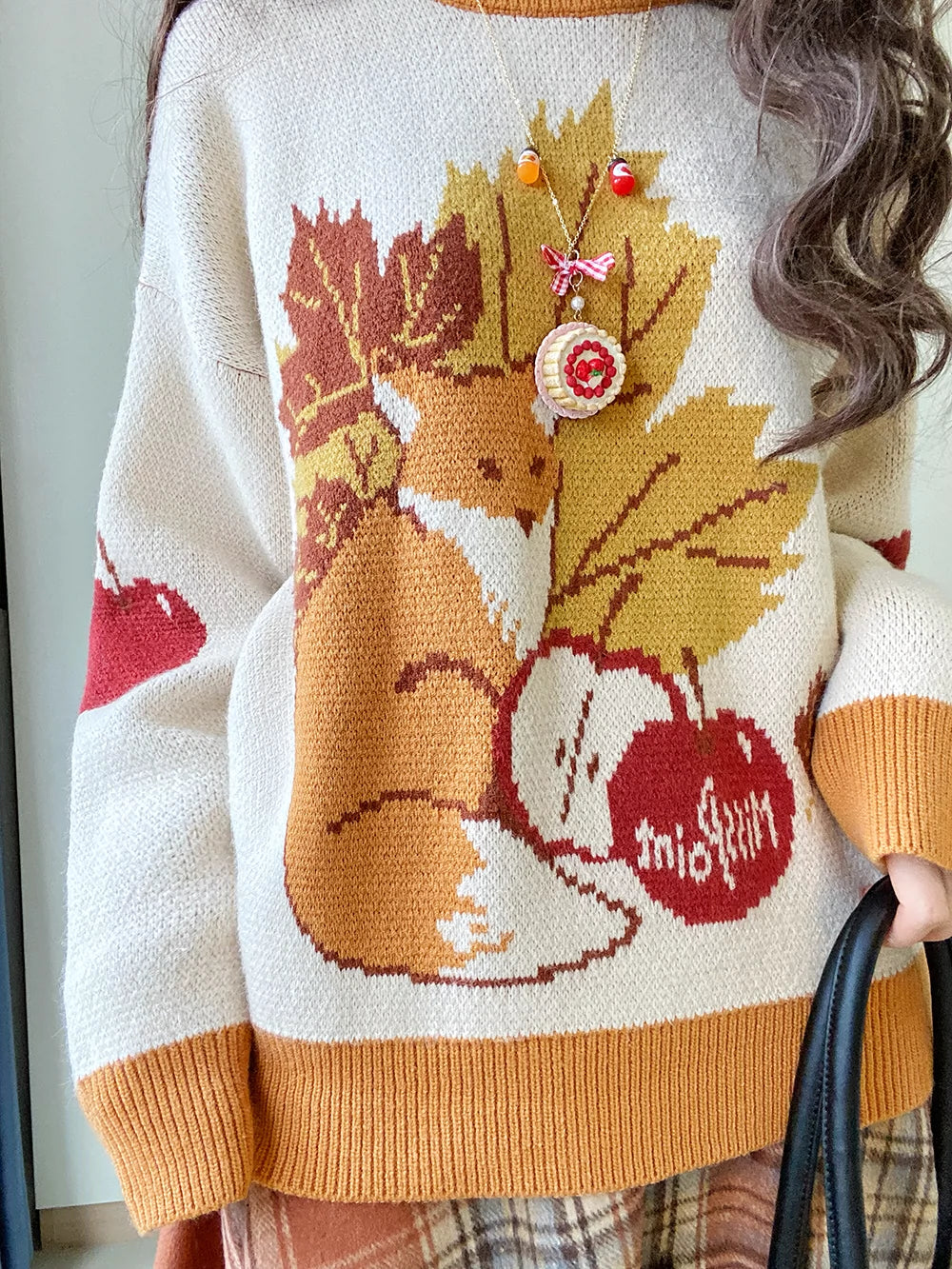 Miss Point - Fat Fox in the Forest - Kawaii Lolita Sweater Customized Winter Lolita Couple Outfit 37102:551026